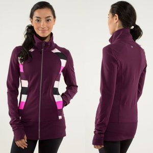 Lululemon Plum Pow Stripe Luon Nice Asana Jacket